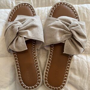 Torrid Women's Cream Knotted Linen Espadrille Slide Sandals